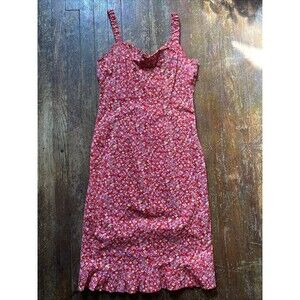 Carole Little Sport Dress Sz 10 Floral Red Pink Cottagecore